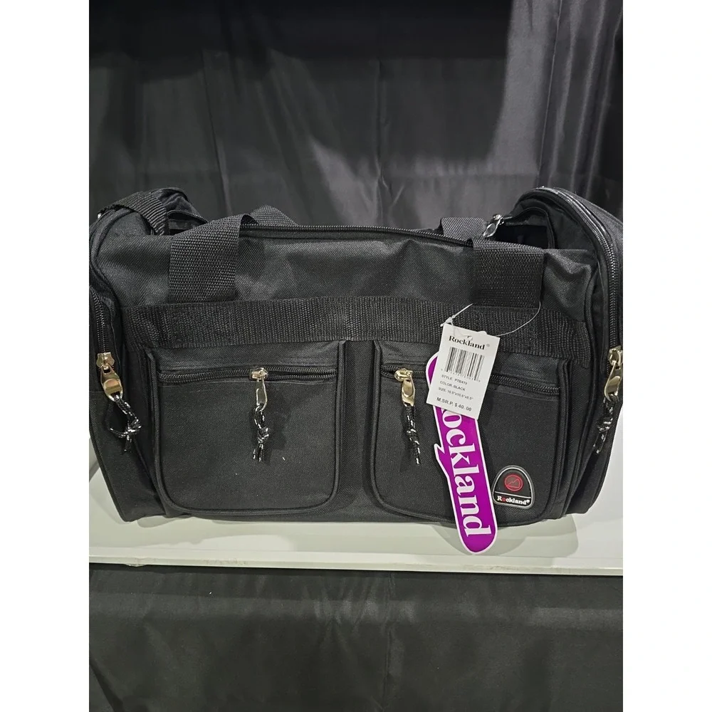 Rockland Duffel Bag, Black, 18.5 in X 10.5 in X 8.5 in NWT Storage Tote Bag